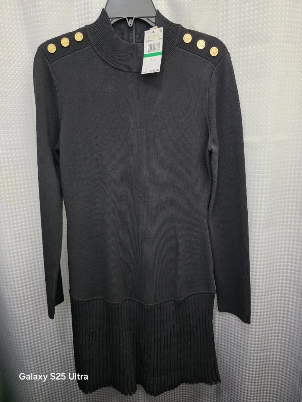 MICHAEL KORS LONG SLEEVE DROP WAIST PLEATED SKIRT DRESS L
